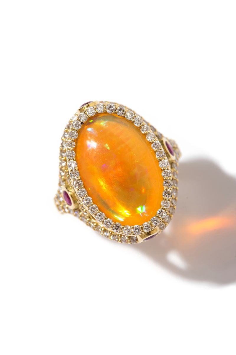 Opal - Ruby ve Pırlanta Yüzük - Art Collection