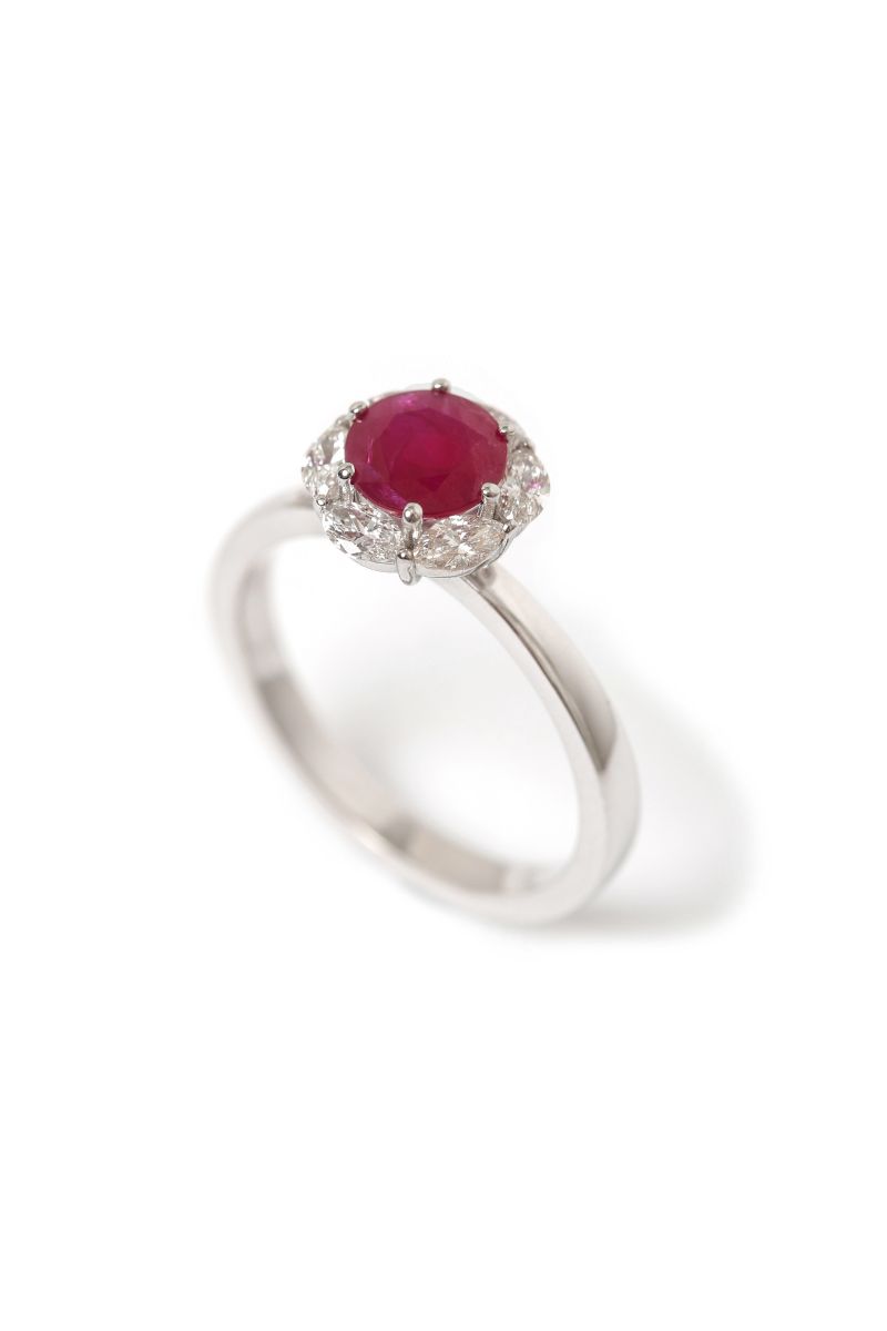 Ruby ve Markiz Pırlanta Yüzük - Art Collection