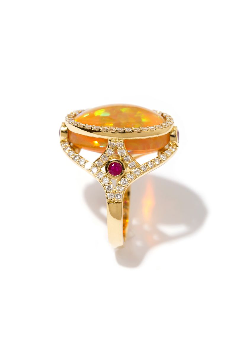 Opal - Ruby ve Pırlanta Yüzük - Art Collection