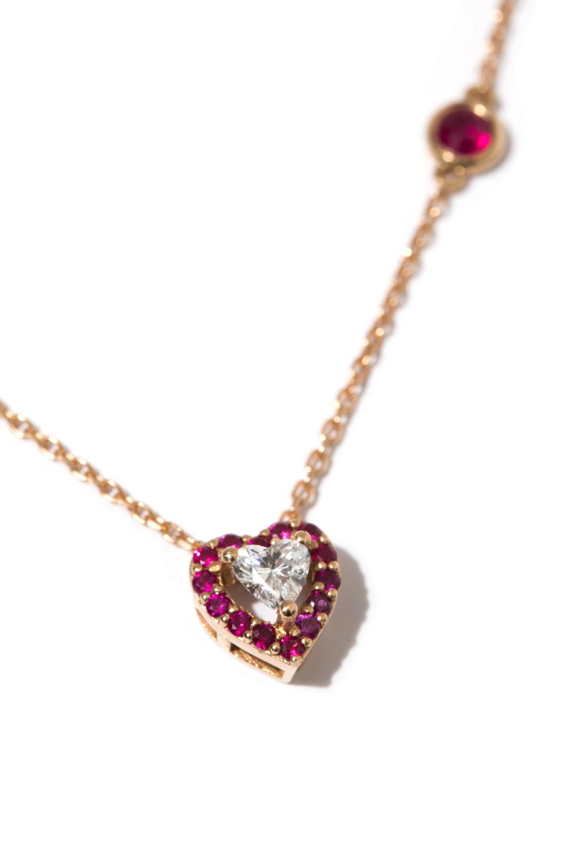 Ruby ve Kalp Pırlanta Kolye - Art Collection