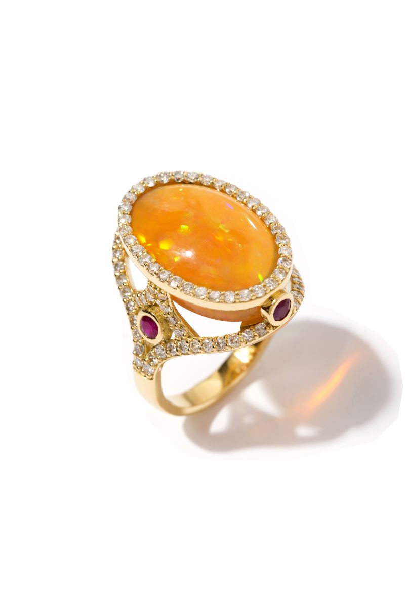 Opal - Ruby ve Pırlanta Yüzük - Art Collection