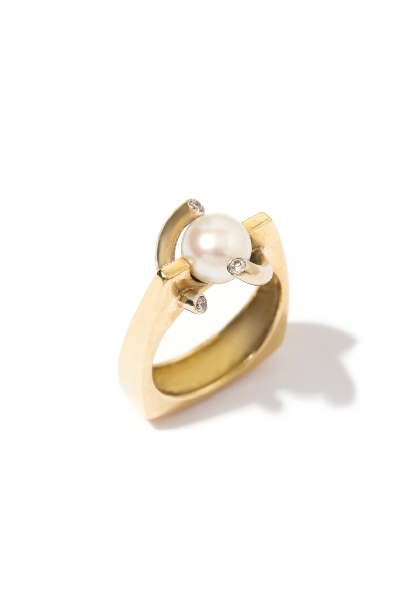 İnci ve Pırlanta Tek Taş Yüzük - Bride Collection