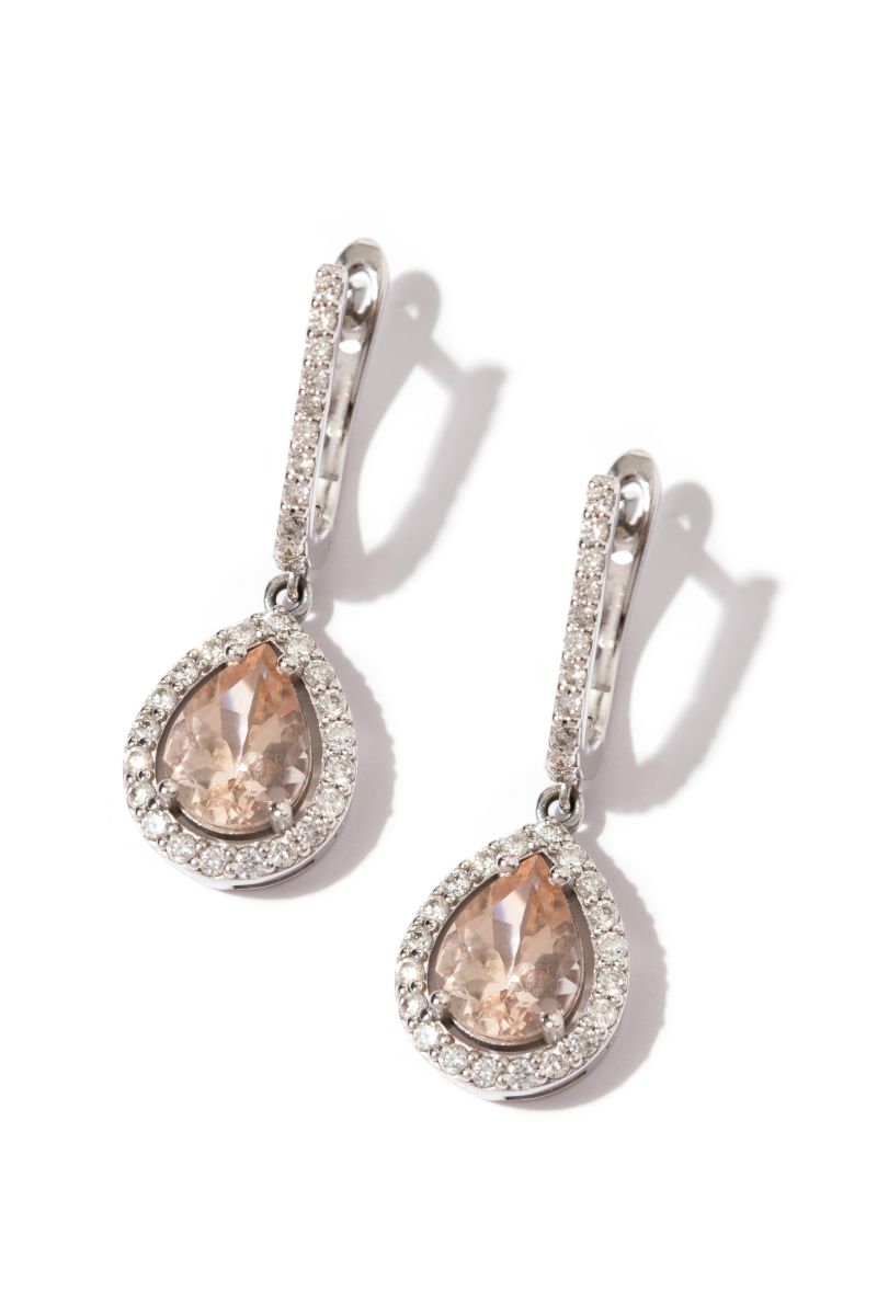 Morganit ve Pırlanta Küpe - Bride Collection